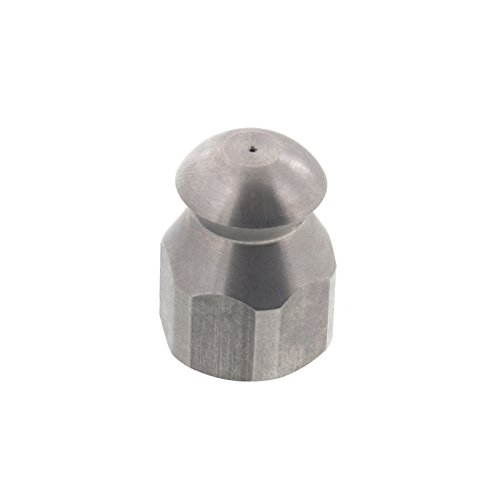 Erie ToolsButton Nose 1/4" Drain Cleaning Nozzle 3.0 Orifice 5500 PSI Stainless Steel for Sewer Pipe Water Jetter