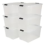 box kunststoff mit deckel Stärke Aufbewahrungsbox IRIS, 6er-Set stapelbare Aufbewahrungsboxen \'Top Box\', mit Deckel und Klickverschluss, 45 Liter, Kunststoff / Plastik, transparent