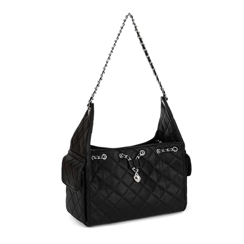 Bolso acolchado para mujer con cadena y correa de cuero miniatura 1