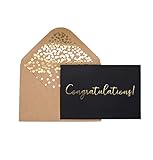 50 Pack Congratulations Card - Elegant Greeting Cards With ''Congratulations'' Embossed In Gold Foil Letters - For Engagement, Graduation, Wedding - 52 Kraft Envelopes Included - 4 x 5.75