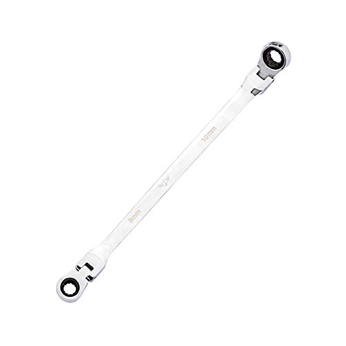 Image of BULLTOOLS Flex-Head Extra Long Ratcheting Wrenches Double Box End Chrome Vanadium Steel 72-Tooth Wrench with Metric 8 mm x 10 mm