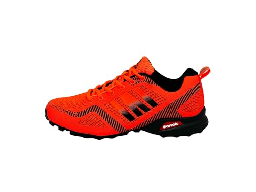 Ablovo® Damen Herren Sportschuhe Sneaker Turnschuhe Laufschuhe Freizeit Schuhe 36-46 (Orange-Schwarz-23, EU Schuhgrößensystem, Erwachsene, Herren, Numerisch, M, 46)