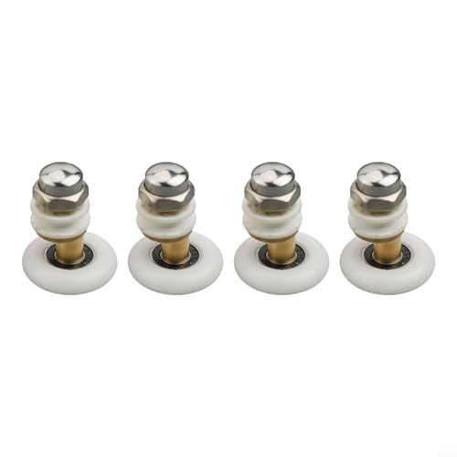 Eawfgtuw Juego de 4 rodillos de repuesto para puerta de ducha para puertas corredizas de vidrio, ruedas ajustables de nailon y latón compatibles con vidrio de 4 a 6 mm, silenciosos (27 mm)
