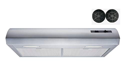 Winflo 30 In. Convertible Stainless Steel Under Cabinet Range Hood with Mesh filters and Charcoal Filters and Push Button Control
