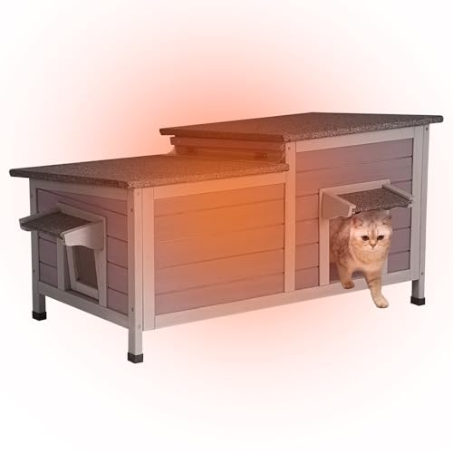 Aivituvin Outdoor Cat House with Two Rooms