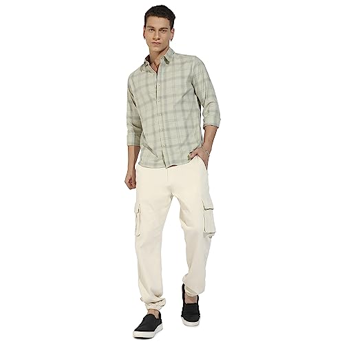 Image of CAHOOT Men's Button Up Regular Fit Shirt for Casual Wear | Regular Sleeve | Spread Collar | Button Closure | Shirts Crafted with Comfort Fit for Everyday Wear