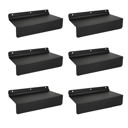 4x10 Inch Slatwall Shelves, Set of 6, Metal Slatwall Shelves Accessories, Black Flat Display Shelves for Slat Panel, Heavy Duty Slatwall Shelf Shelves for Retail Display, Home