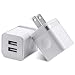 USB Wall Charger, BEST4ONE 2-Pack 2.1A/5V Dual Port USB Plug Power Adapter Charging Block Compatible with iPhone XS / XR / X, 8/7/6, Samsung, Tablet, Moto, Google Pixel, LG, More Cell Phone (White)