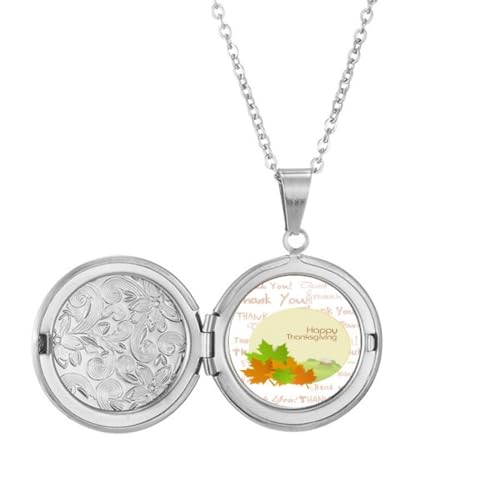 Collier médaillon Happy Thanksgiving Day avec dessin animé en acier