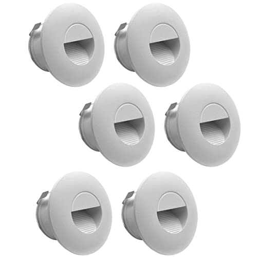 LIGHTWORLD24 Set 6 Faretti LED da Incasso da Parete Esterni, Rotondi, Alluminio Bianco, 230V, 2W, IP65, Luce Neutra 4000K – Illuminazione da Muro per Scale e Giardino