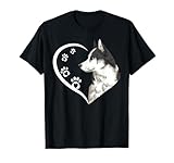 Siberian Husky Shirts for Women Girls Kids Heart Cute T-Shirt