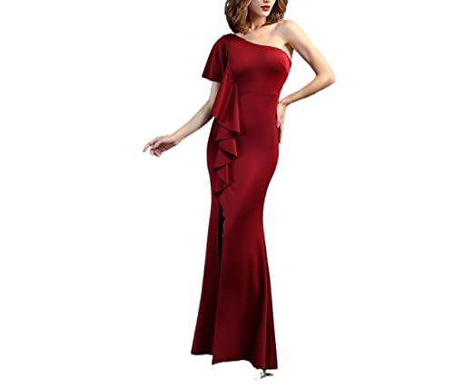 Robe longue bordeaux asymétrique grande taille vêtement de cérémonie femme XXL