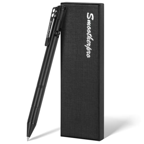 SMOOTHERPRO Bolígrafo de cerrojo | color negro de acero inoxidable | con clip de bolsillo | compatible con recambio Pilot G2 bolígrafo de descompresión | para firmas EDC oficina y negocios (XH01)