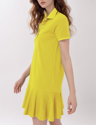 Image of Flygo Womens Polo Dress Summer Short Sleeve Ruffle T Shirt Dress