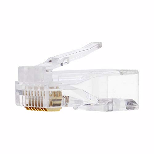 Cat6 RJ45 Crimp Connectors for Solid and Stranded Cable, 8P8C, 100 Pieces