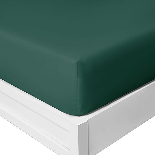 Yorkshire Bedding King Size Fitted Sheets 25 CM Deep Emerald Bed Sheets with Elastic Corners Soft Brushed Microfiber Fabric Breathable Shrinkage & Fade-Resistant Bedsheets