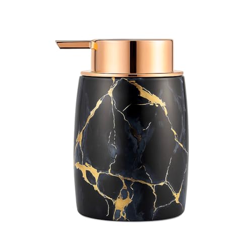 Image of LAGET 300ml Soap Dispenser for Wash Basin - Premium Brown Golden Print | Kitchen and Bathroom Accessories Items | Refillable Liquid Handwash Dispenser Bottle (Black Thunder)