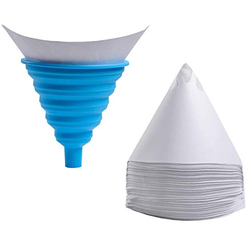 HSTECH Strainer Cone Silicone Funnel Filter Tip Cone Shaped Fine Nylon Mesh Funnel W/Hooks Disposable - Automotive, Spray Guns, Arts & Crafts (100pcs with 1pcs Silicone Funnel Filter)