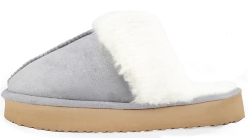 Platform Slippers for Women Memory Foam,Fluffy Comfy Soft Warm Slippers for Women,Slip On Plush Bedroom Shoes Women Indoor and Outdoor with Thick Sole Chestnut,black,gren,gray