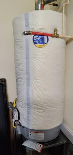 Rocky Mountain Goods RMG-WHBF60 Water Heater Blanket R10 - Saves Energy + Money - Fits Electric And Gas Water Heaters Up To 60 Gallons - Vinyl Tape For Easy Install - 3 Inch Thick Fiberglass Insulation thumb #1
