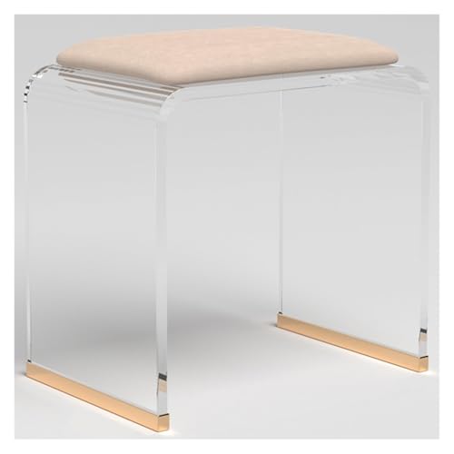 Taburete de ducha acrílico con asiento acolchado, asiento de baño transparente para sala de maquillaje, no requiere montaje