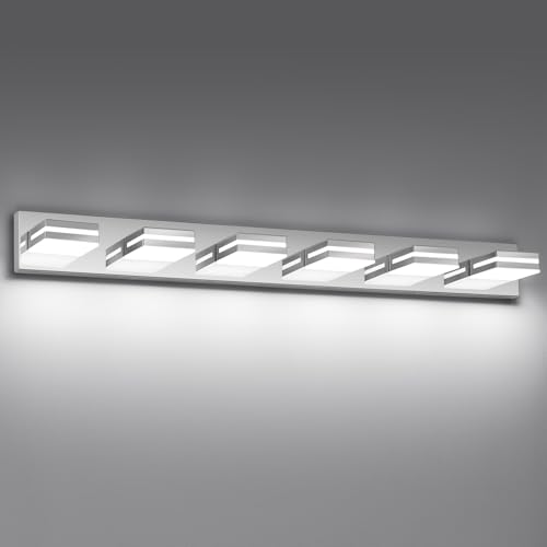 Image of Modern LED Stainless Steel Chrome Acrylic Bathroom Lights Fixtures 6-Light