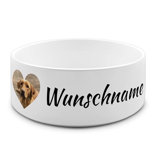 Personalisiertes Doppelnapf-Set Für Hunde – Keramikschalen Mit Bambusgestell, 300 Ml