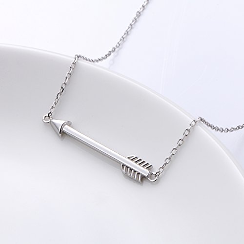 DAOCHONG Arrow Necklace S925 Sterling Silver Classic Love Polished Sideways Arrow Necklace3