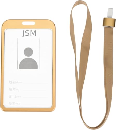 Image of Vertical i- Cards| Hard Metal ID Card Holder /Badge for Office| Compatible with Various Badge Holders, Clips, Lanyards, and Retractable Badge Reels (Pack of 3, Gold)