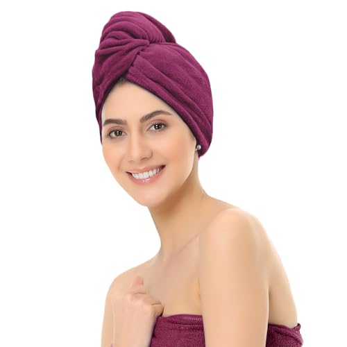 Image of Sassoon Venir Microfiber Hair Wrap Towel for Women (Chestnut Color, Free Size) with Smooth Texture Super Absorbent Quick Dry Hair Turban for Drying Hair