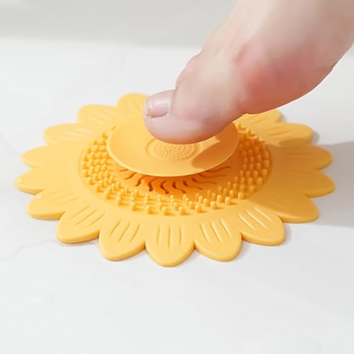 Tapón de desagüe universal para fregadero y bañera, protector anticaída de cabellos, fabricado en silicona grado alimenticio, color amarillo miniatura 6
