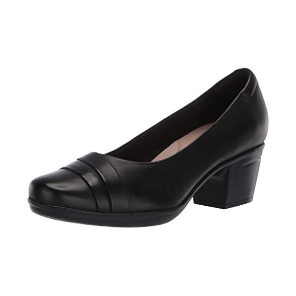 Clarks Women's Emslie Mae Pump, Black Leather, 8.5
