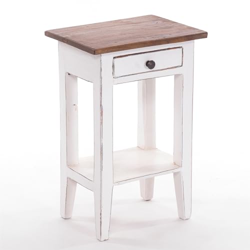 DESIGN DELIGHTS Rustikaler Vintage Telefontisch PLANTA | 52x34cm (HxB), Mahagoni Massivholz | Blumenhocker, Flurtisch, Beistelltisch, Nachtschrank mit...