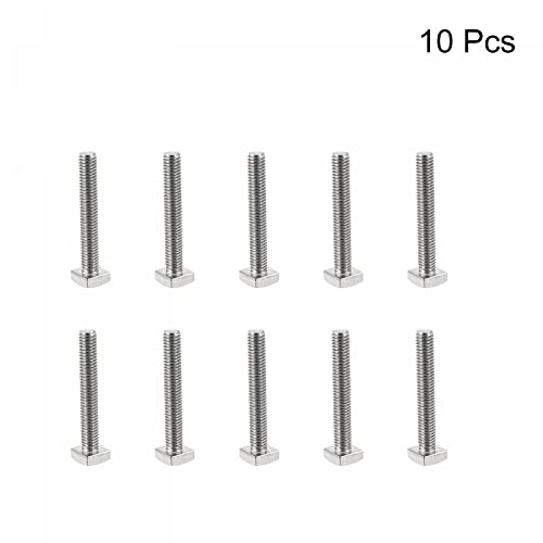 Image of uxcell Square Head Bolt, 10pcs M6x40mm Fully Thread 304 Stainless Steel Grade C Square Machine Screws