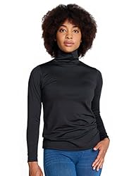 LAPASA Donna Maglia Termica Dolcevita L88 - Abbigliamento Termico Traspirante a Maniche Lunghe Fodera in Pile Strato Base Nero (Leggero) L