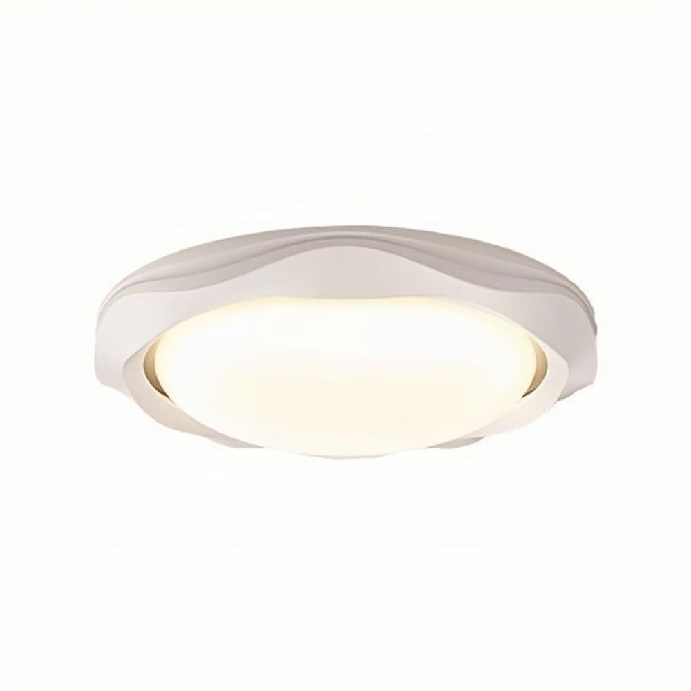 LUOYAOB Minimalist Cream White Wavy Design 19.6in Ceiling Lights Iron Body Flush Mount Ceiling Lamps PE Shade Three-Color Mode Ceiling Light Fixture for Bedroom Living Room Hallway
