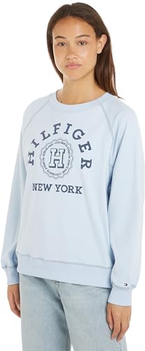 Tommy Hilfiger Damen Sweatshirt Varsity Raglan ohne Kapuze, Blau (Breezy Blue), XL – Ansicht 1