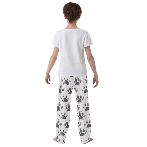 Boys' Pants Black Ink Messy Dog Paws Long Bottoms Jogger Pants Elastic Waist Trousers with Pockets S-XL3