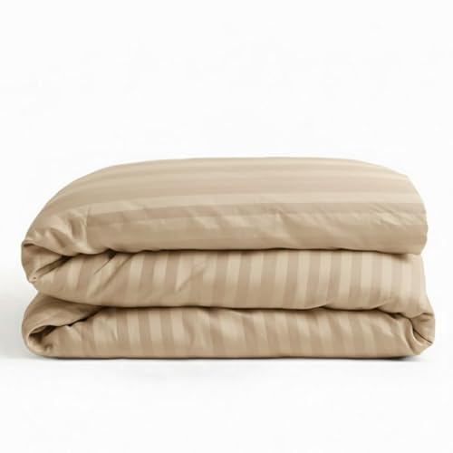 BEDDING ZONE- Multi-Colored Luxury Stripe Duvet Cover (only cover) - zipper (Beige Queen (220x240))