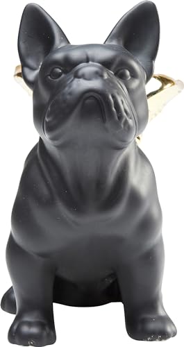 Kare Design Deko Figur Sitting Angel Dog, Schwarz/Gold, 22x12x21 cm, Deko Objekt, Wohnaccessoire, Dekoration, Hunde Motiv, Steingut, Wohnzimmer