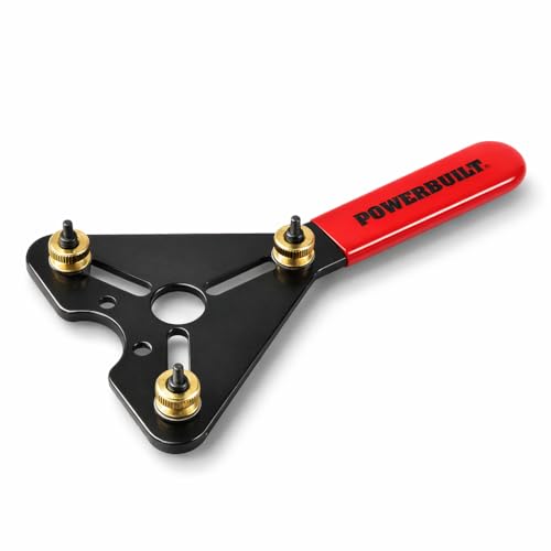 Powerbuilt AC Clutch Holding Tool Service Car Air Conditioner Clutch Adjustable Pin Non-Slip Grip Handle Vehicle Repair - 648980 Black and Red