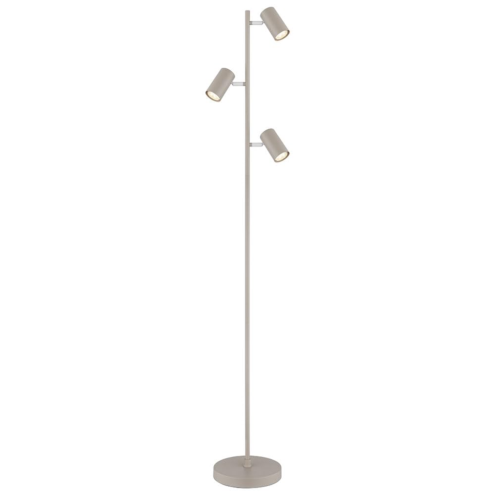 Stehlampe Standleuchte 3 Leuchten schwenkbare Stehlampe Stehleuchte Wohnzimmer sandfarben weiß 3 Flammig, Metall, 3x GU10, DxH 23x154 cm