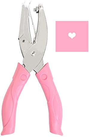 Jeemitery 1/4 Inch Heart Shaped Metal Single Handheld Hole Paper Punch Punchers with Soft-Handled for Tags Clothing Ticket