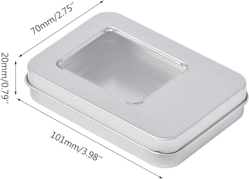 Image of 3.46 Inch Silver Metal Storage Box - Small Rectangle Organizer for Playing Cards, Jewelry, Candy, Keys, Gift Case, Travel Container, Compact Empty Tin for Game Pieces & Trinkets, 1 Pack
