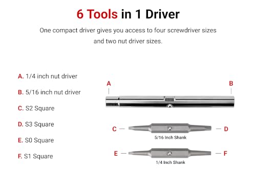 Image of TEKTON 6-in-1 Square Driver | DMS18015 | #0 x #1, #2 x #3, Red