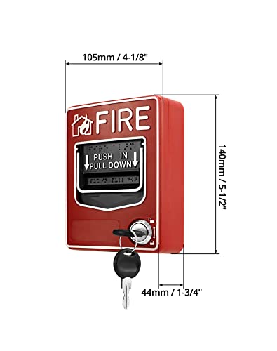 QWORK Wired Emergency Fire Alarm Station, Dual Action Manual Call Point Fire Alarm Panic Button 9-28VDC with 2 Keys