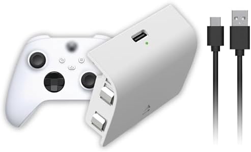Fast Charge Battery with Cover for Xbox Series X/S Controller Rechargeable Battery Pack Xbox Series Accessories for Non-Stop Playing Gaming Time + Charging Type C Cable (White)