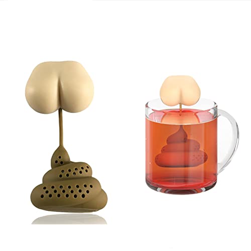 XKUN Théière 2 Pack Silicone Tea Infuser Creative Poo Shape Funny Gadget Tea Sac Diffuseur De Filtre À Café Réutilisable Filtre-A