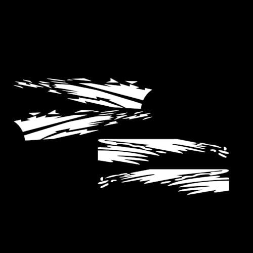 Image of (4PCS) Striped Truck Sticker Bed Mud Splash Kit Racing Striped Rear Lathe Decal Vinyl Trim Accessories Waterproof Door Body Side Decal Trim for Truck Pickup SUV Vehicles (White)