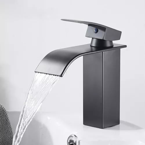 Torneira Cascata Preta Monocomando Para Banheiro Alto Padrão Bica Baixa Great Home